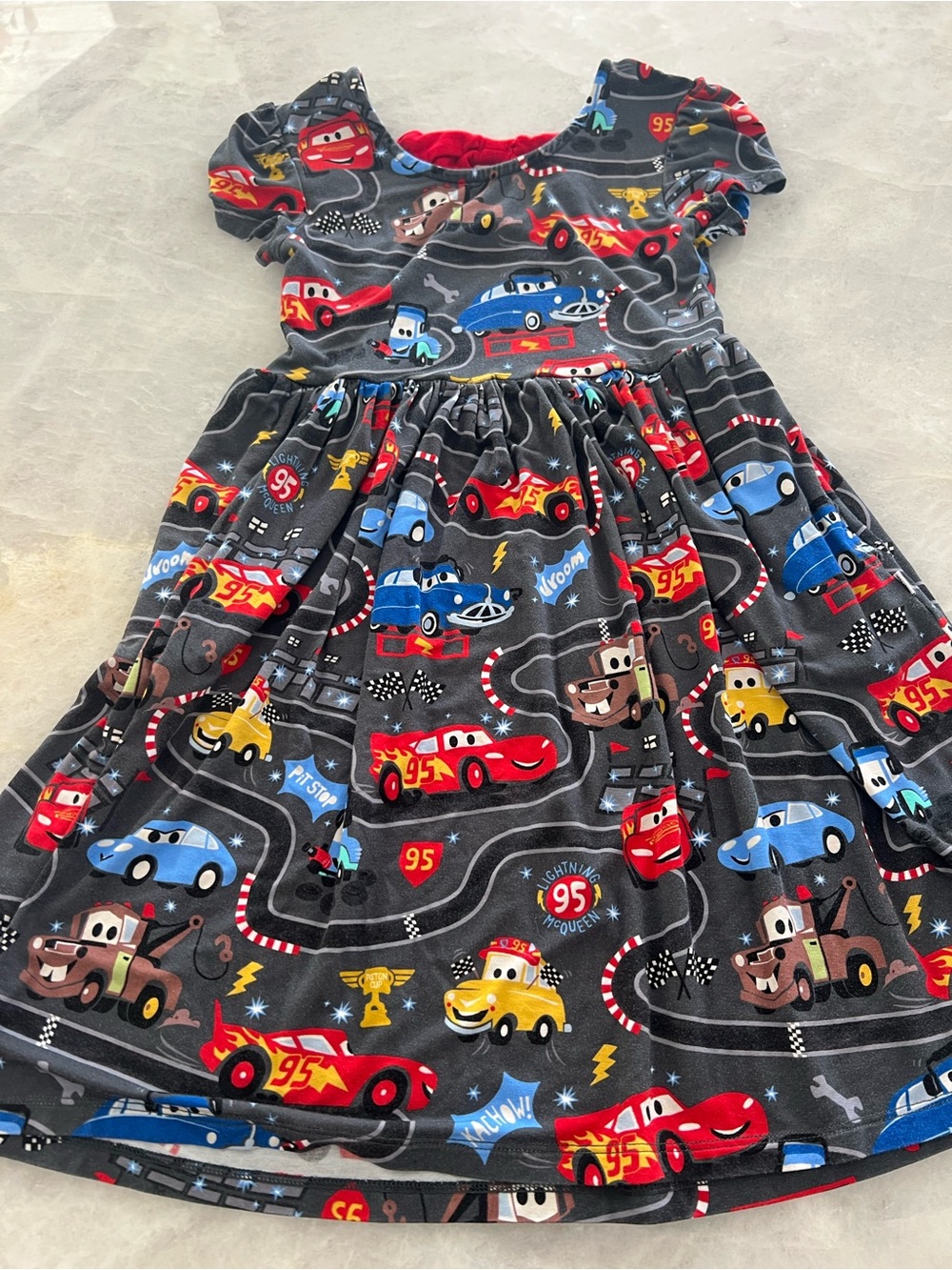 NWOT, Little Sleepies Cars bow back dress, 7